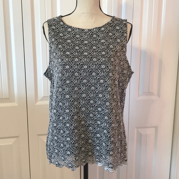 Dress Barn Tops Black And Silvergray Floral Tank Poshmark